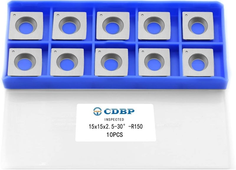 CDBP 15mm Square with 6" Radius Carbide Cutter Inserts (15×15×2.5mm-R150) for Woodturning Roughing Tool Fit for Shelix Cutterhead, 10 PCS - Image 1
